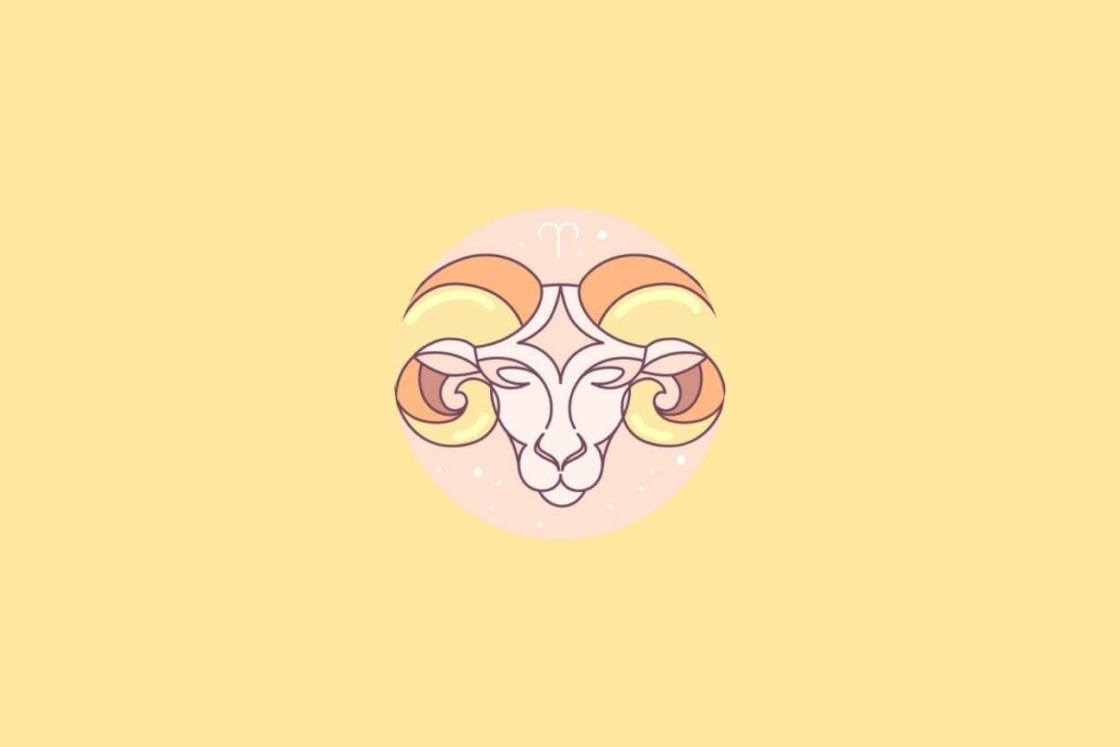 Símbolo do signo de Áries em um fundo laranja