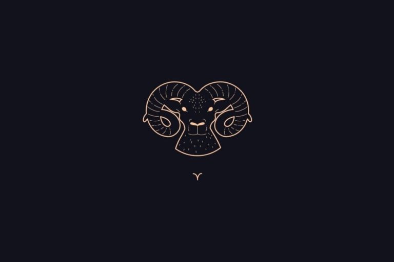 Ilustração do signo de Áries em um fundo preto
