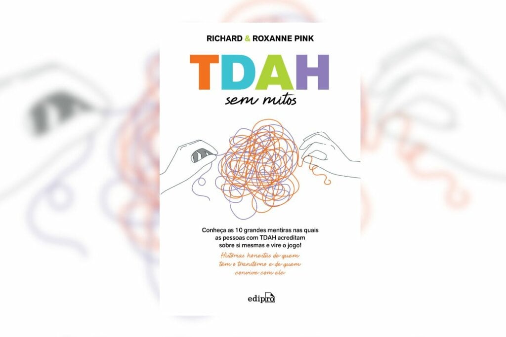 Capa de livro branca com título do livro e nome dos autores com a ilustração de duas mãos desembaralhando linhas em um bolo de linhas