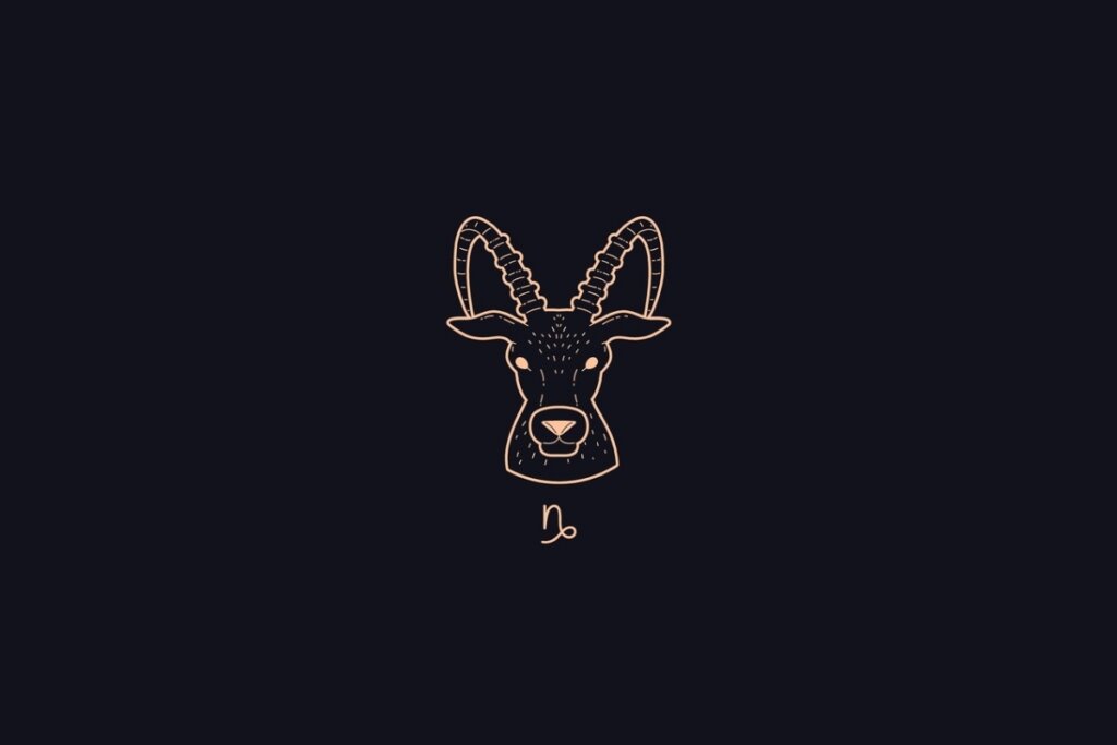 Ilustração do signo de Capricórnio em um fundo preto