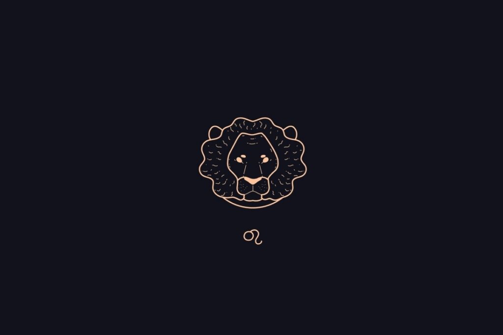 Ilustração do signo de Leão em um fundo preto