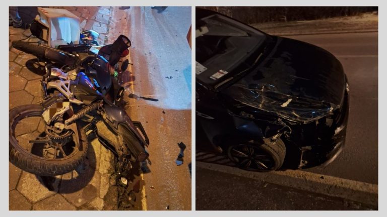 acidente entre moto e carro em sbs