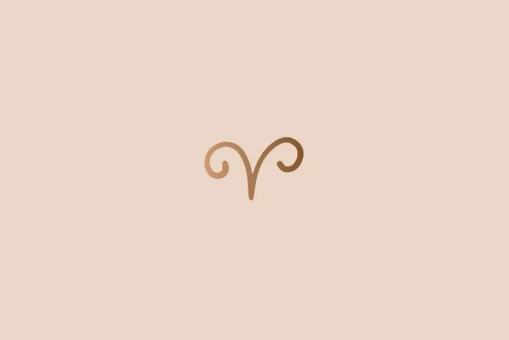 Ilustração do signo de áries na cor marrom em um fundo bege-claro