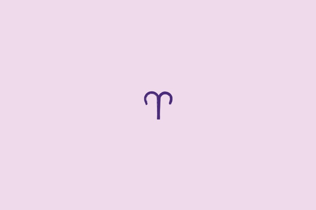Ilustração do signo de áries em um fundo roxo