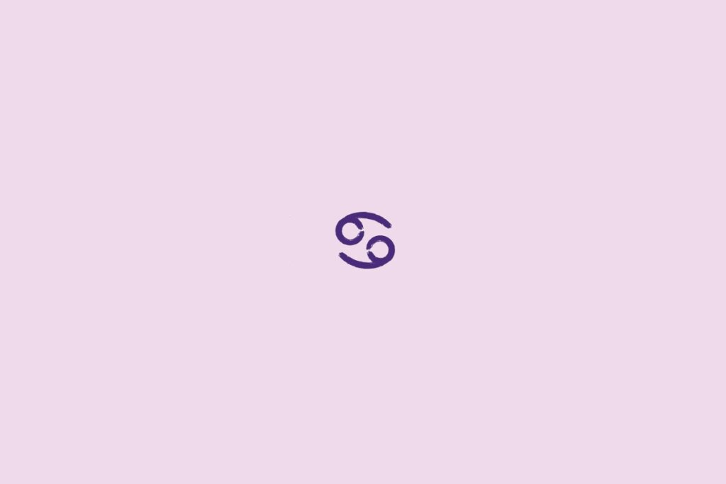Ilustração do signo de câncer em um fundo roxo