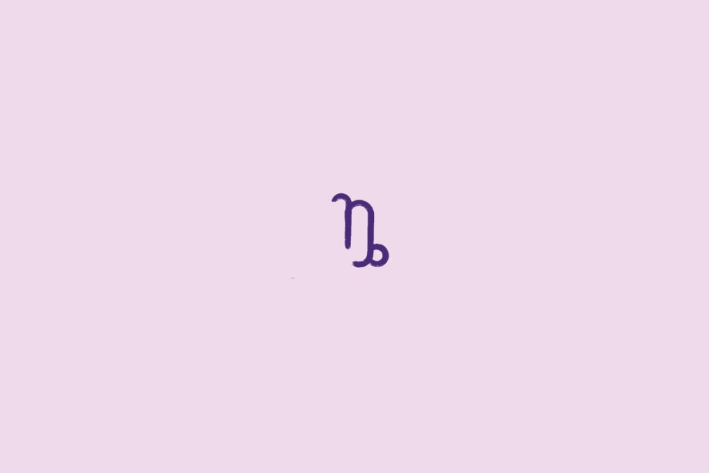 Ilustração do signo de capricórnio em um fundo roxo