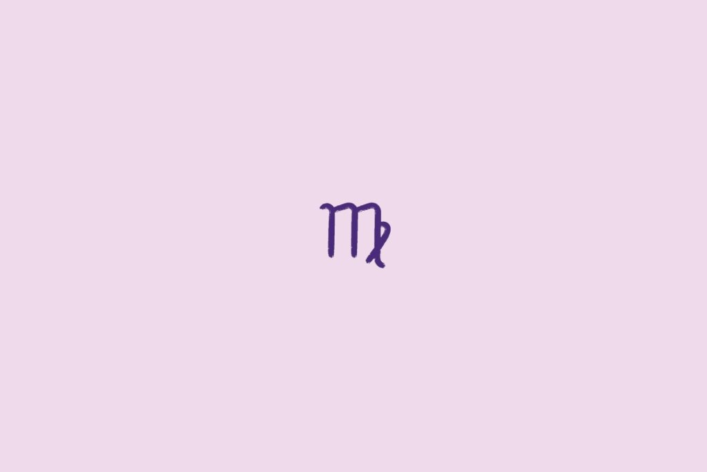 Ilustração do signo de virgem em um fundo roxo