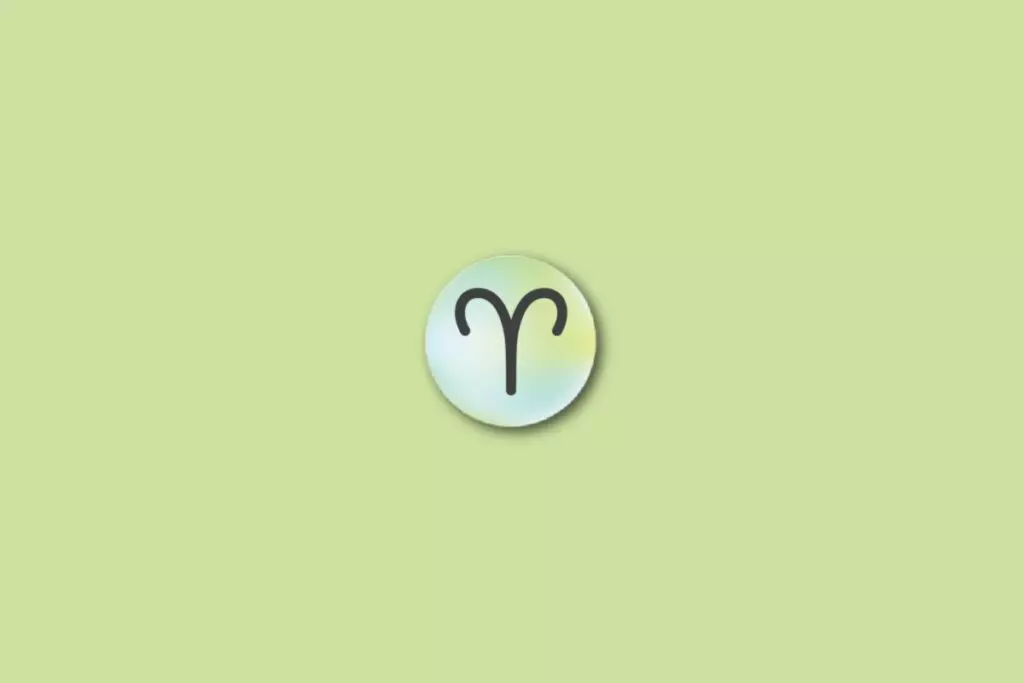 Ilustração do signo de áries, em um círculo com as cores verde, azul e amarelo, sobre um fundo verde