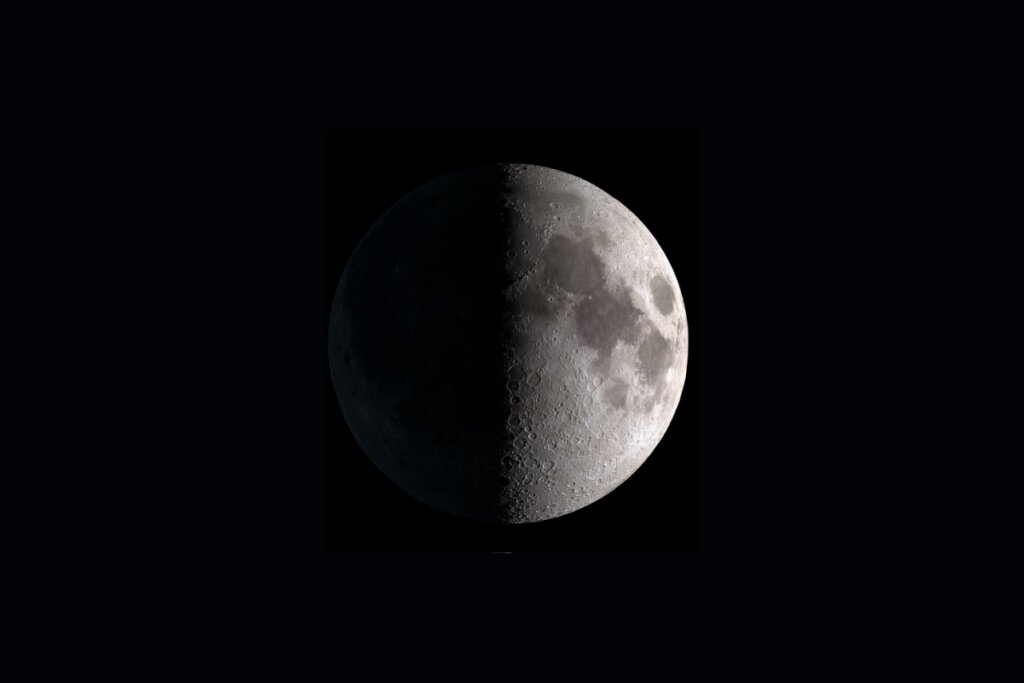 Ilustração da lua quarto minguante 